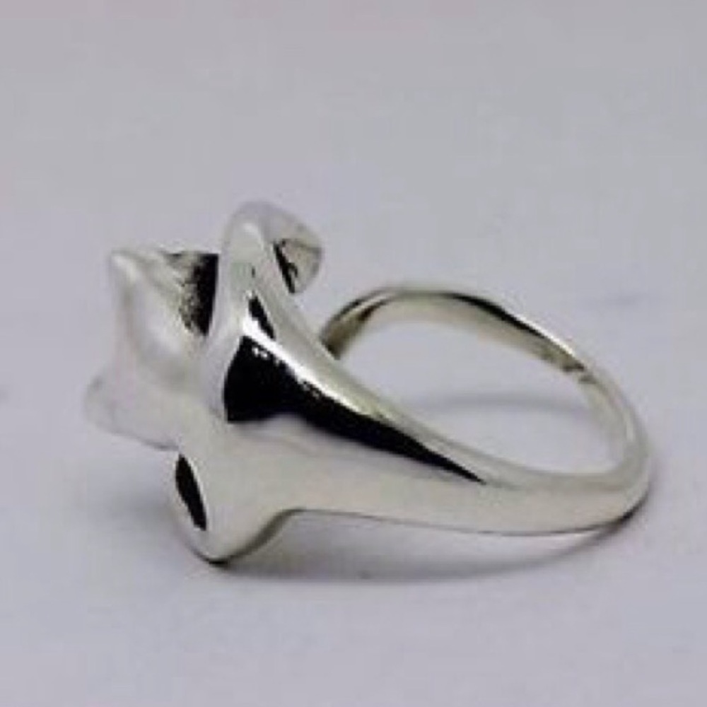 NEW Adjustable 18k White GP Aqua Eyed Cat Ring - Picture 5 of 5